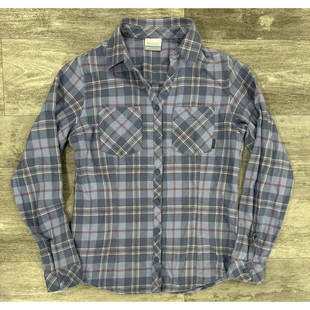 Columbia Womens Plaid Flannel Button Down Shirt Size Small Cotton Outdoor